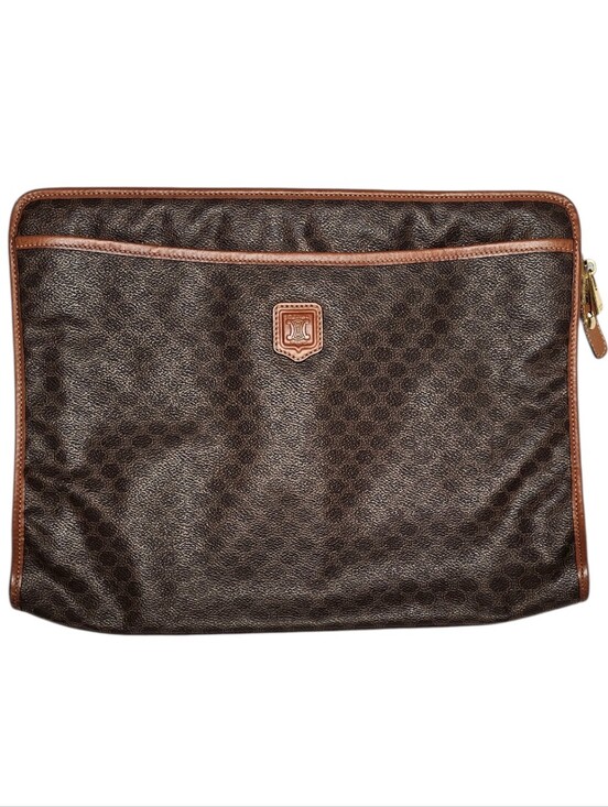 Celine Handbags - Celine Macadam Coated Canvas Clutch Bag